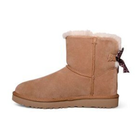 UGG MINI BAILEY BOW LEOPARD CHESTNUT BOOTS - Picture 3 of 5